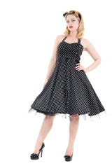 Black & White Small Polka Dot Halter Dress
