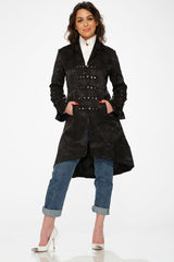 Black Brocade High-low Coat