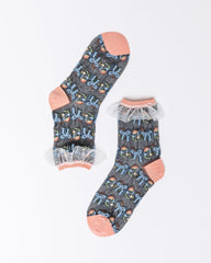 Black Sheer Socks Bundle 2 🌻 Floral Lover