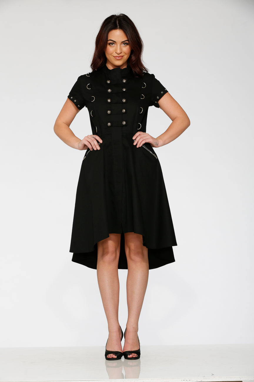 Black Battalion Hi-Lo Swing Dress