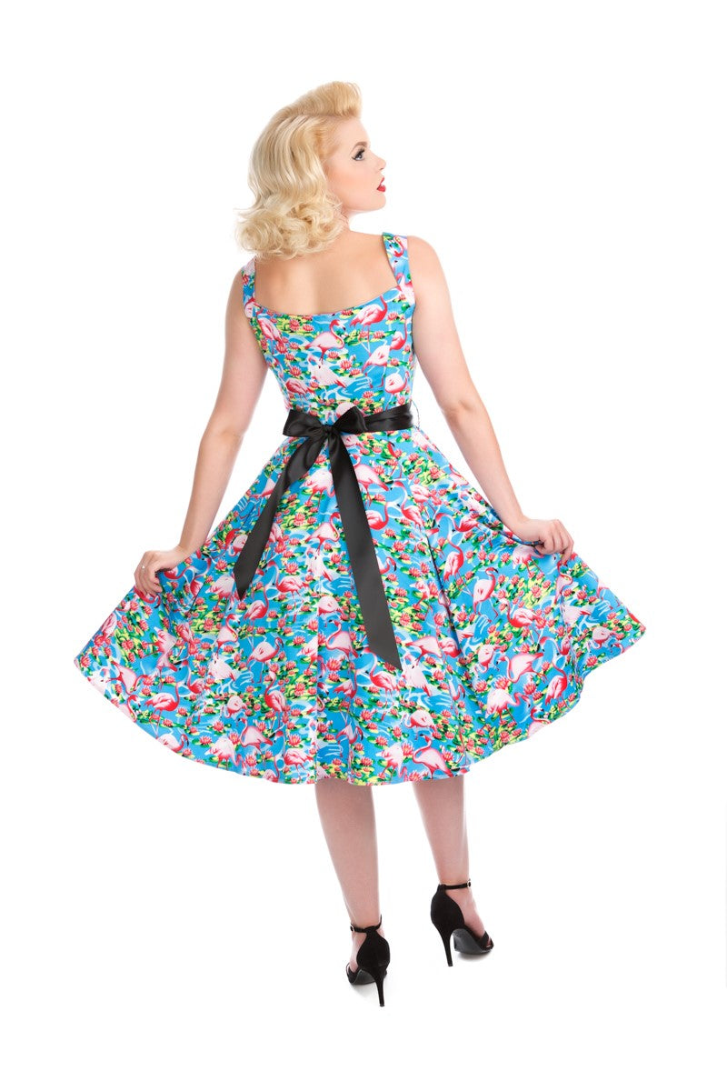 Blue Ocean & Pink Flamingo Swing Dress