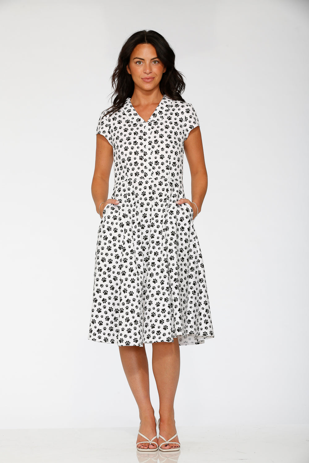 Cat Paw Swing Dress in White