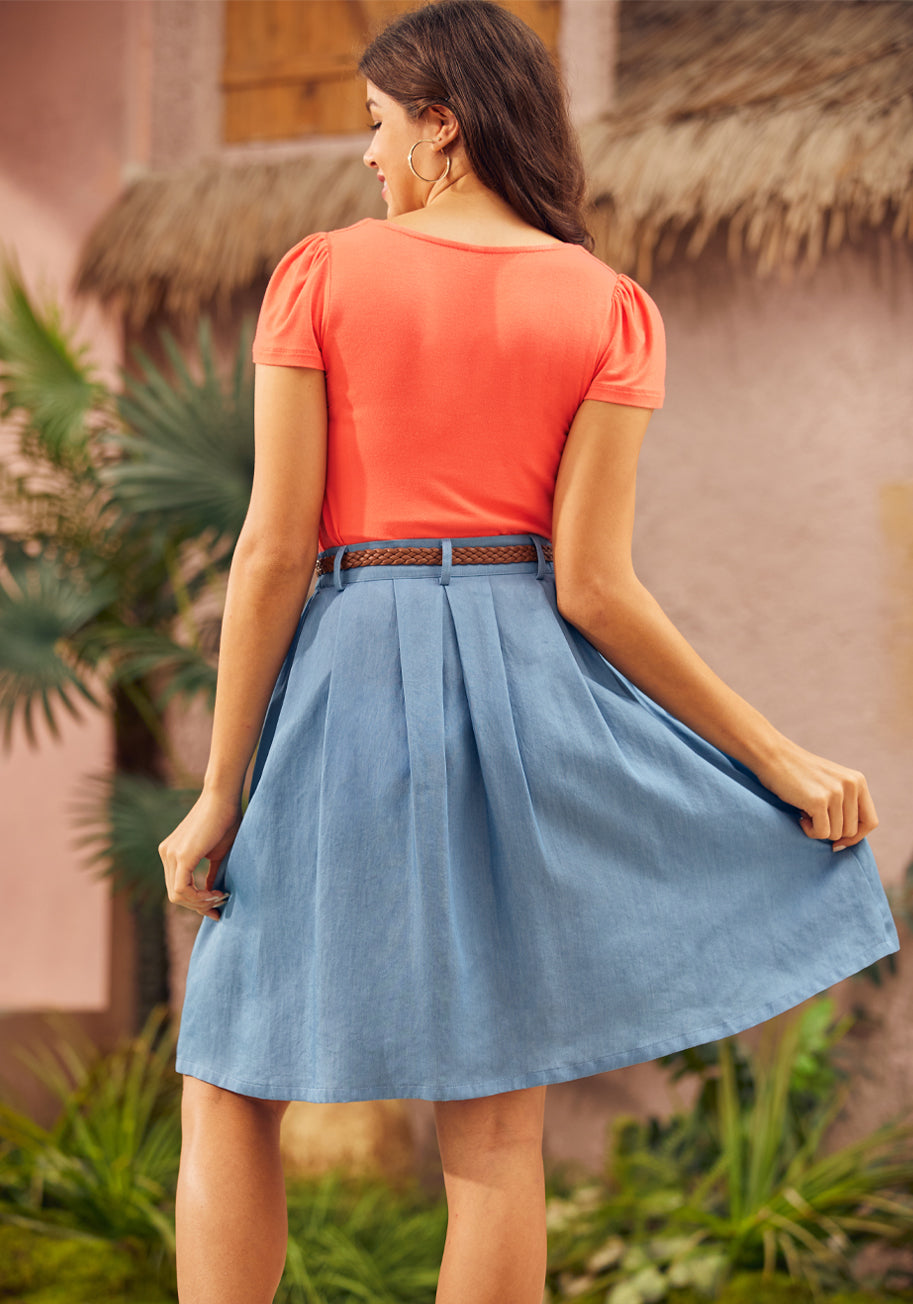 Bookstore's Best Chambray A-Line Skirt