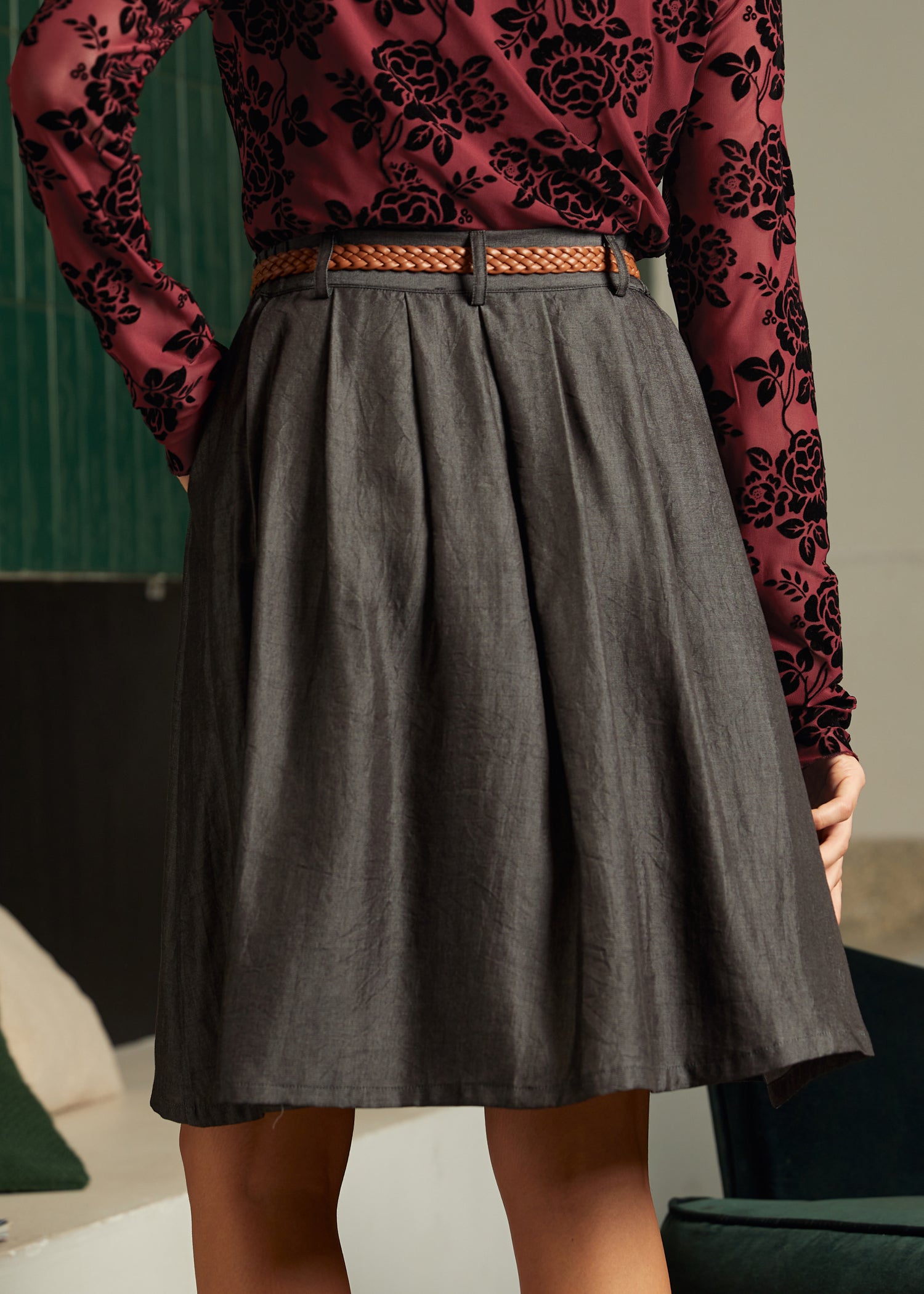 Bookstore's Best Chambray A-Line Skirt