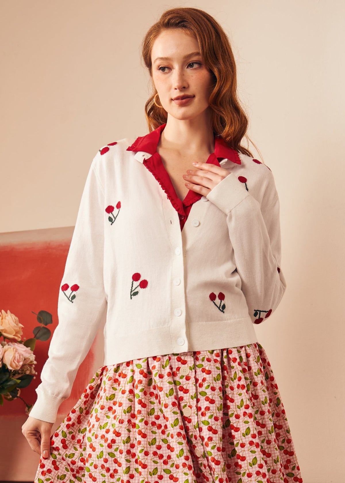 Cherry on Top Crew Neck Cardigan