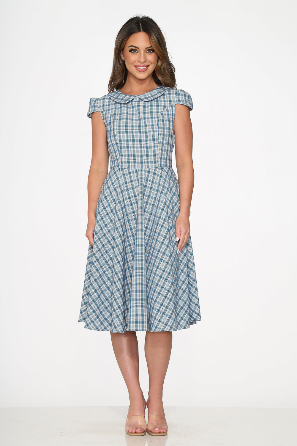 Blue Plaid Swing Dress