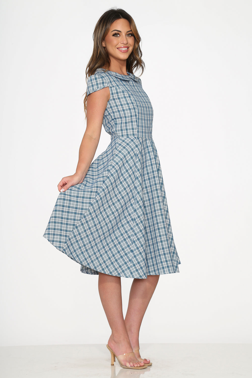 Blue Plaid Swing Dress