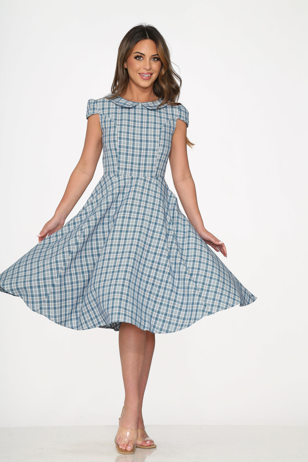 Blue Plaid Swing Dress