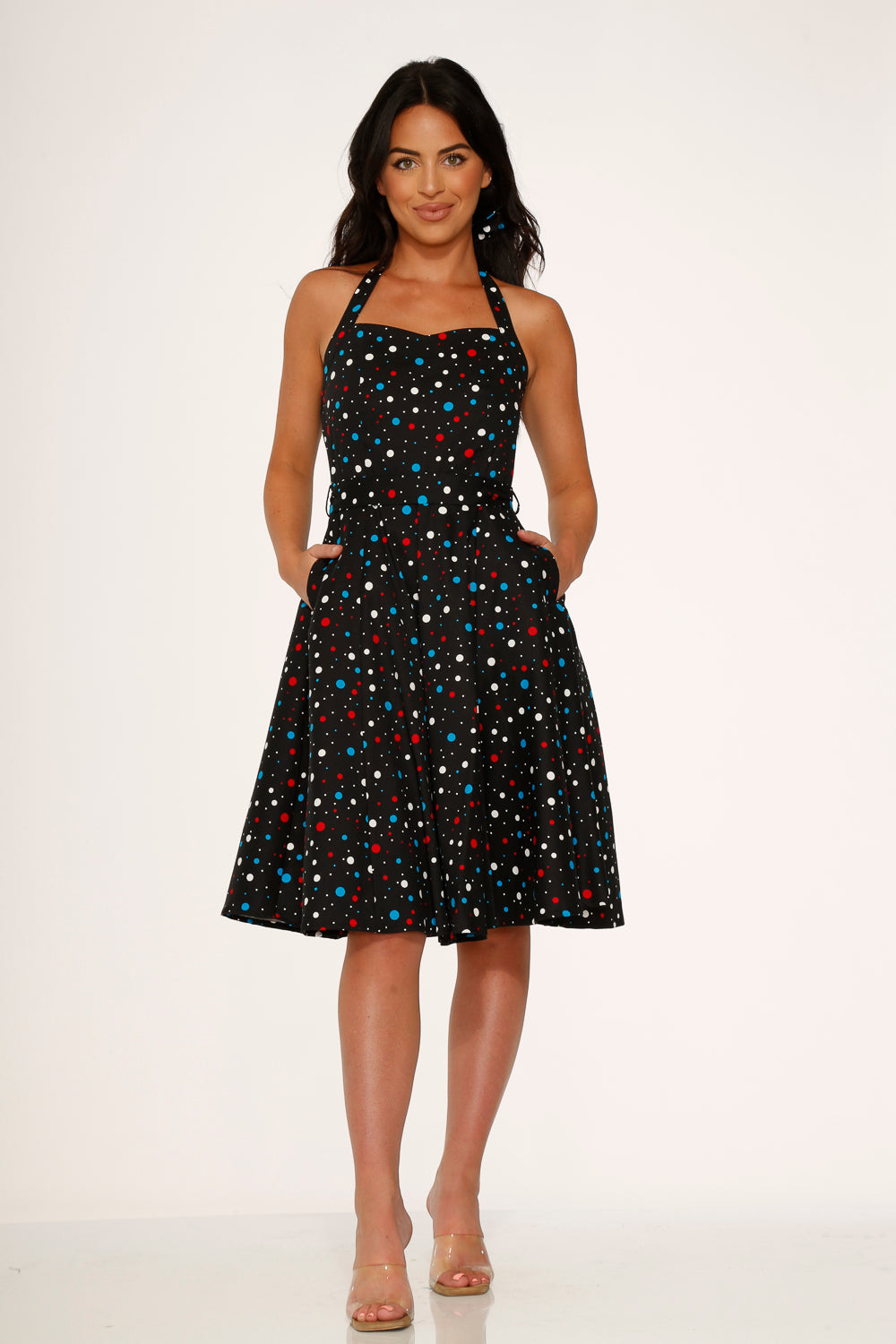 Black Candy Halter Swing Dress