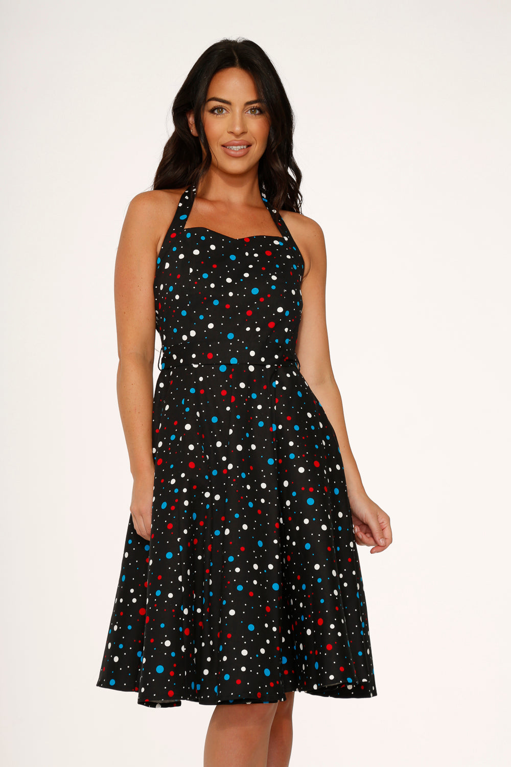 Black Candy Halter Swing Dress