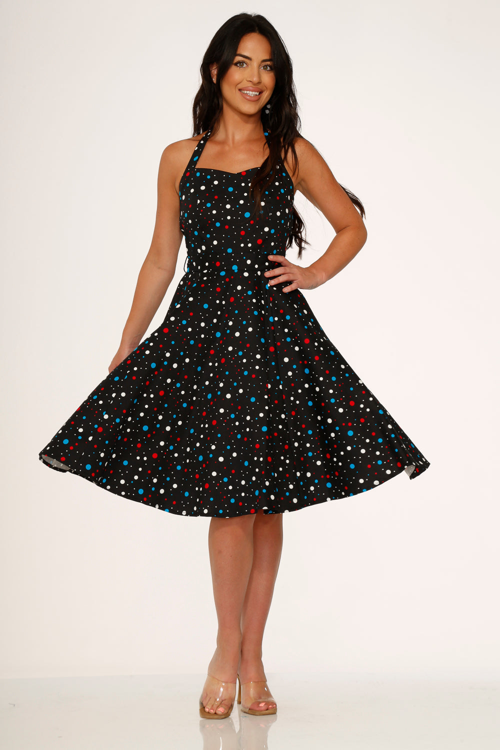 Black Candy Halter Swing Dress