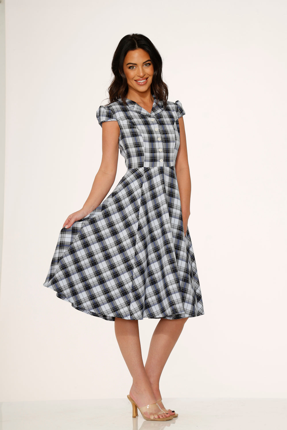Blue Plaid Swing Dress
