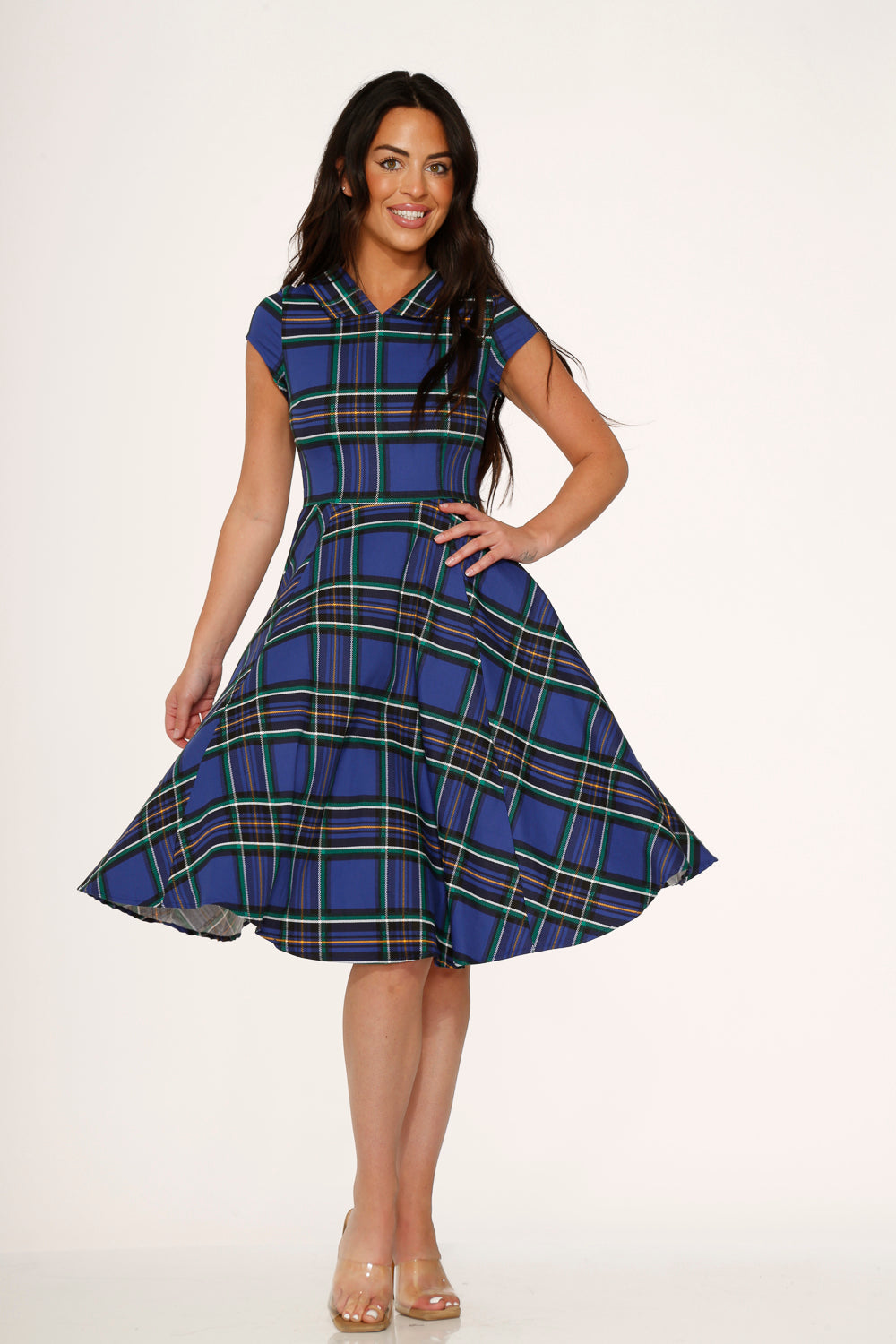 Blue Plaid Swing Dress