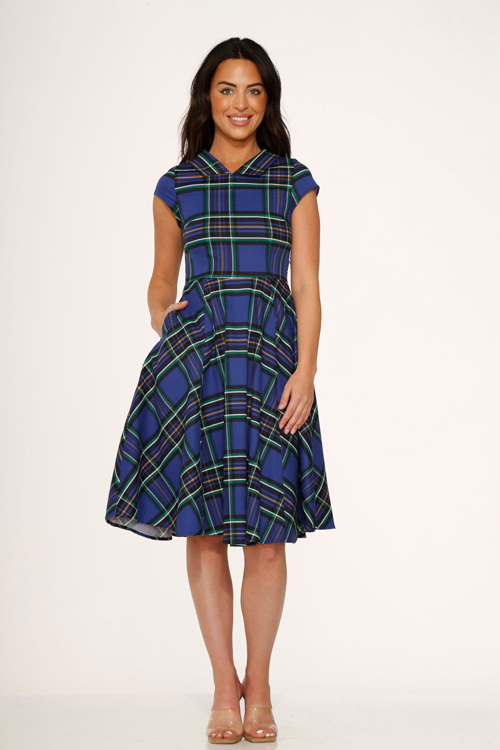 Blue Plaid Swing Dress