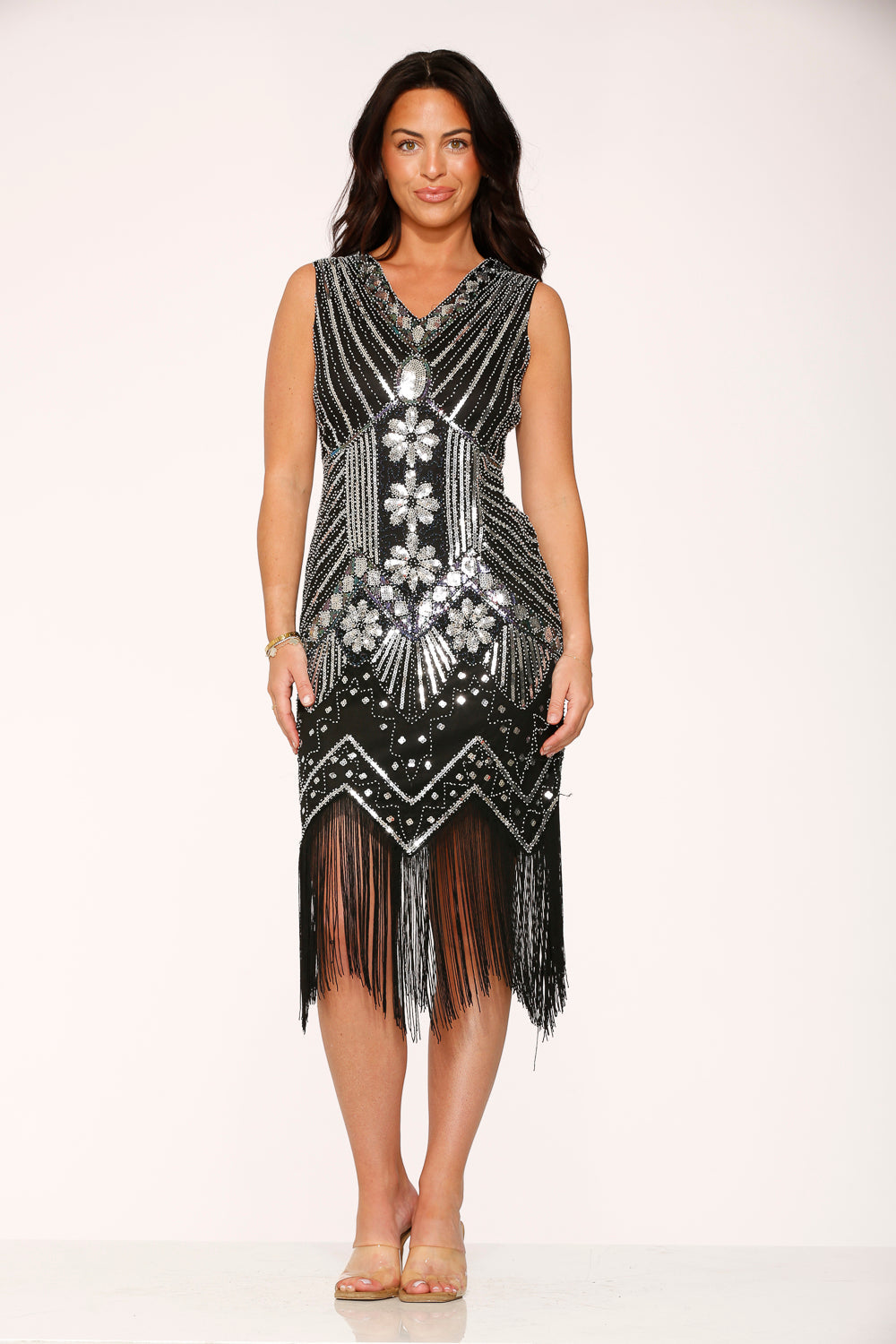 Black Silver Flapper Dress