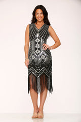 Black Silver Flapper Dress