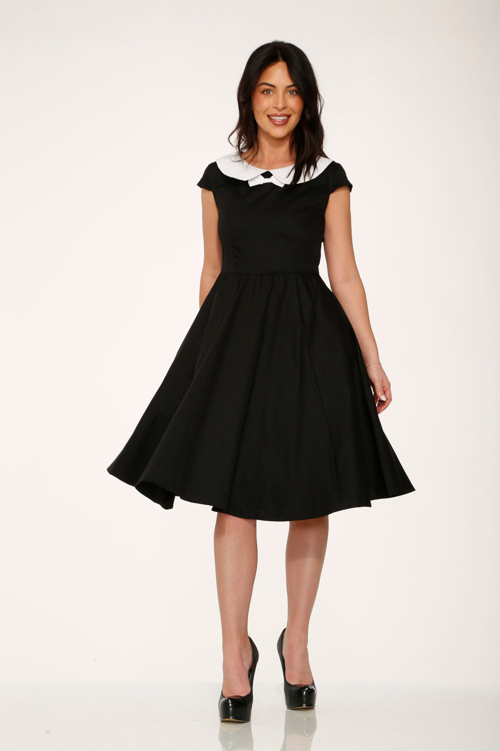 Black & White Collar Swing Dress
