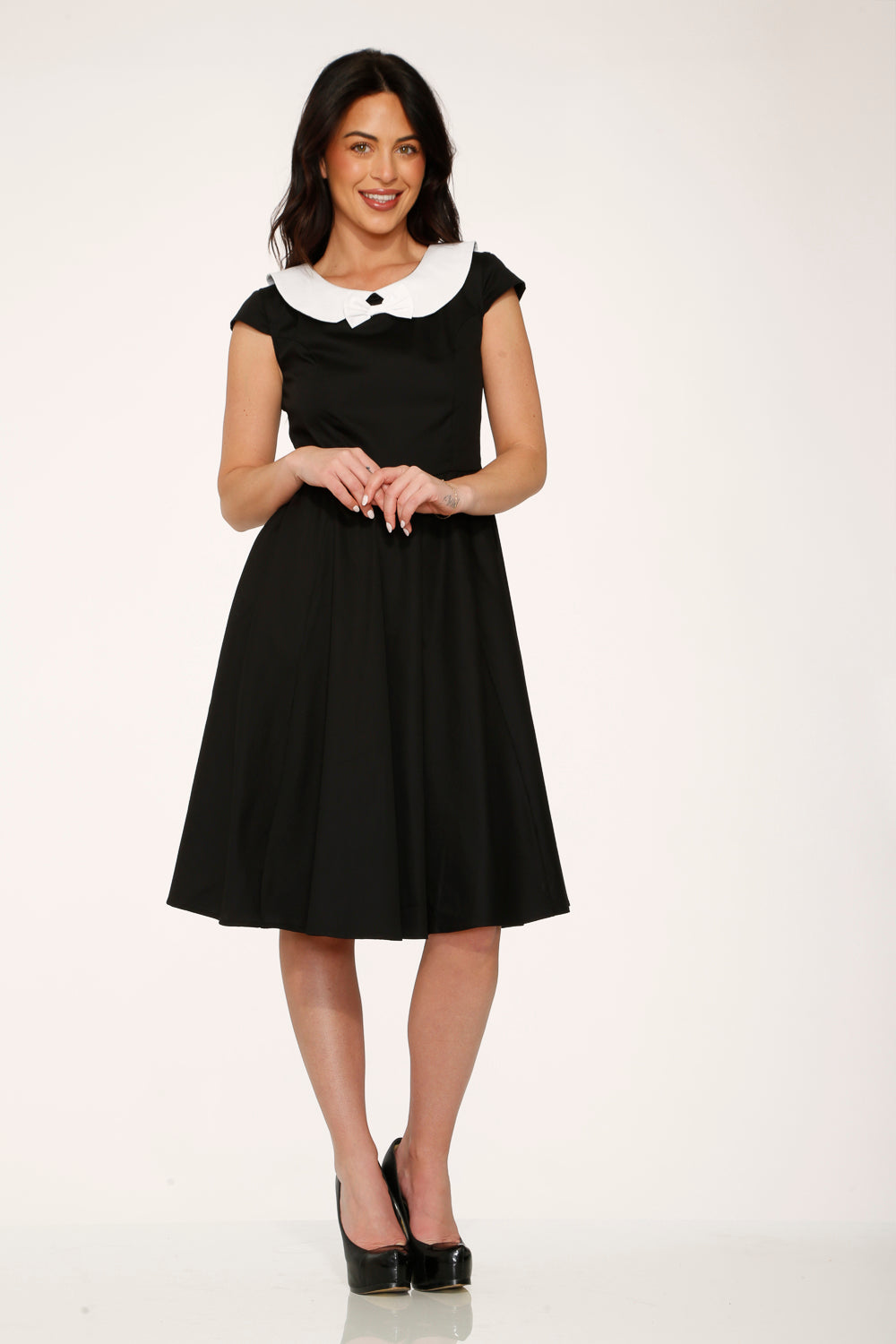 Black & White Collar Swing Dress