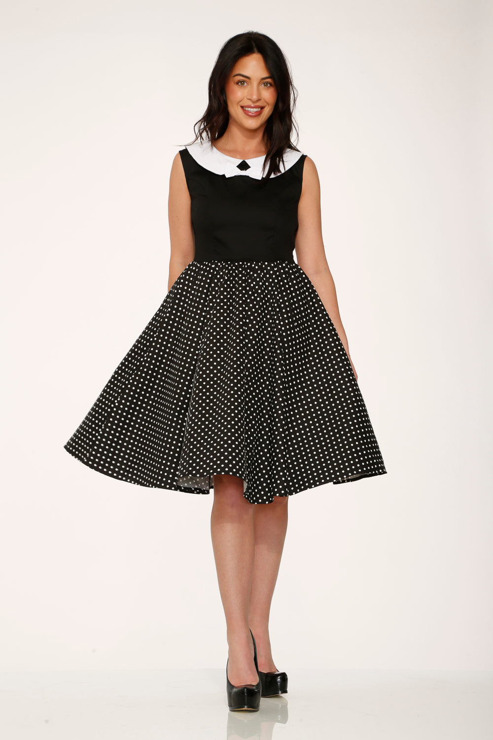 Black & White Polka Dot Swing Dress