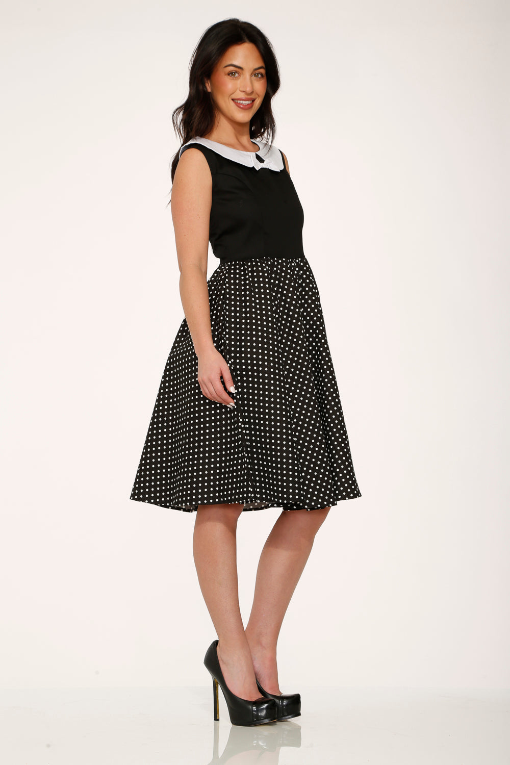 Black & White Polka Dot Swing Dress