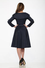 Blue Zipper Swing Dress