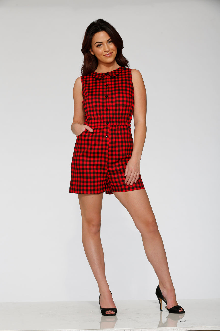 Black & Red Checkmate Romper