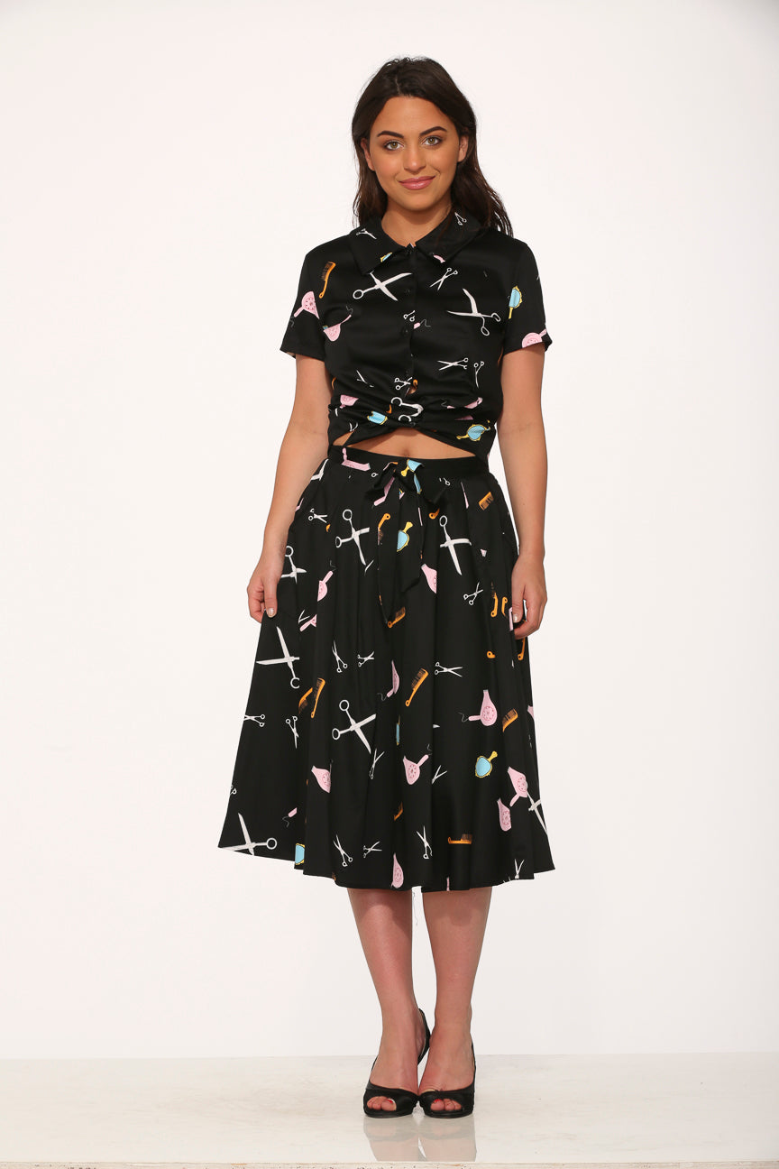 Black Beauty Salon Top & Skirt