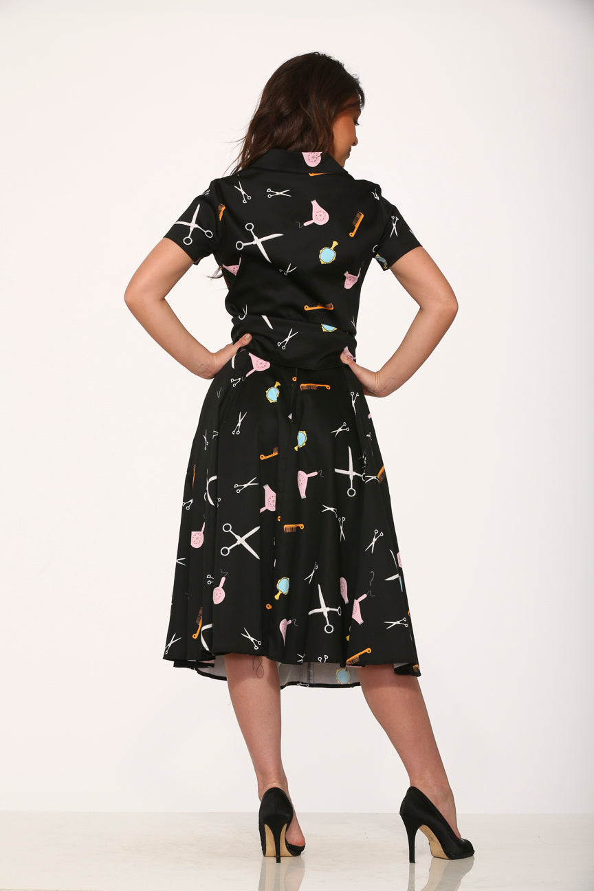 Black Beauty Salon Top & Skirt