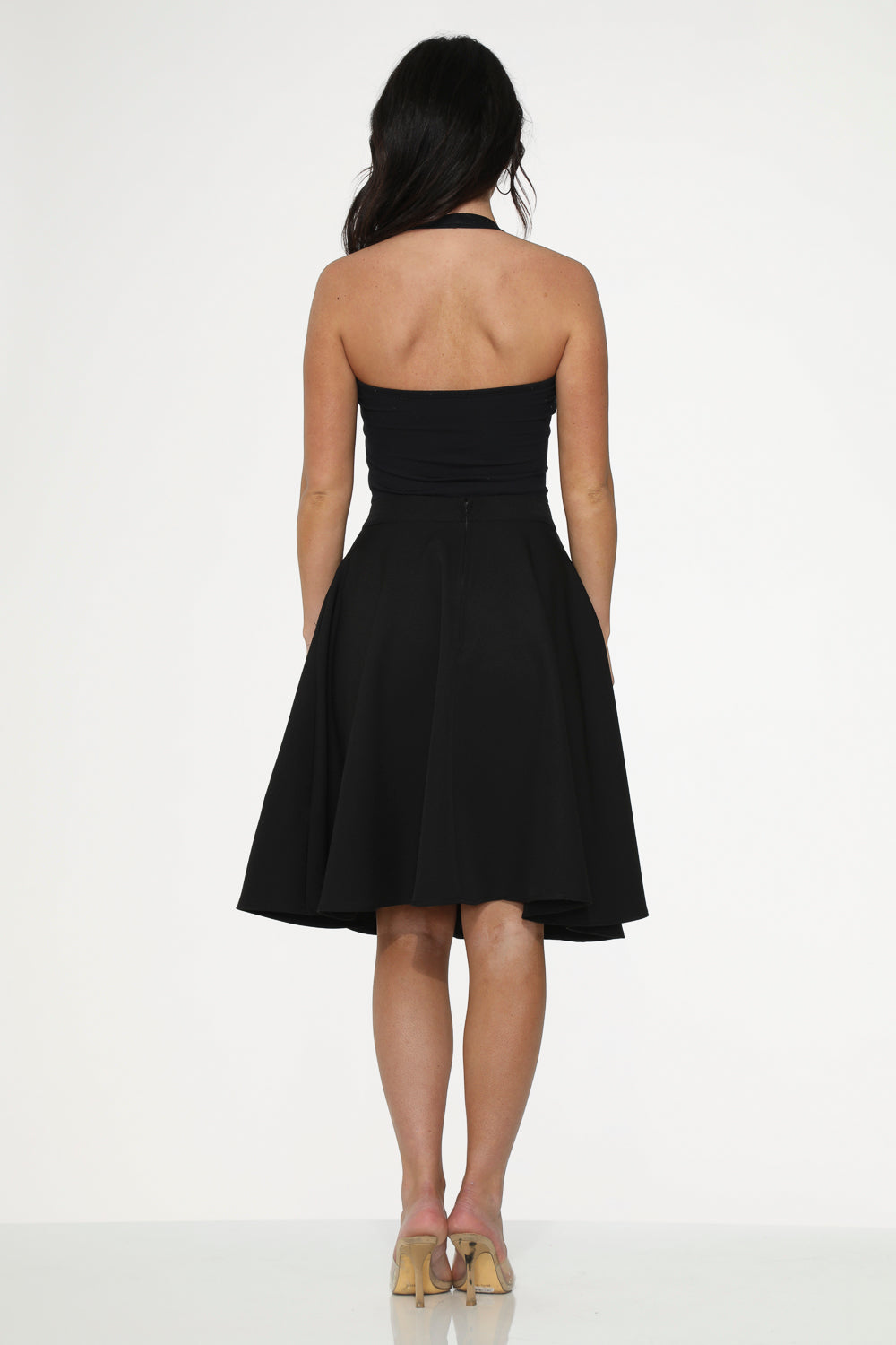 Black Hot Pink Embroidered Poodle Swing Skirt