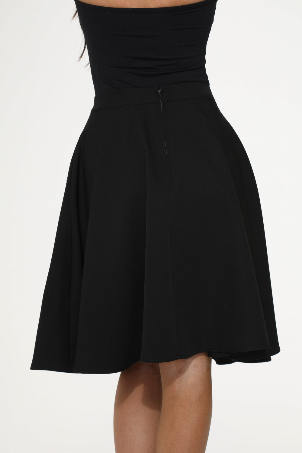 Black Hot Pink Embroidered Poodle Swing Skirt