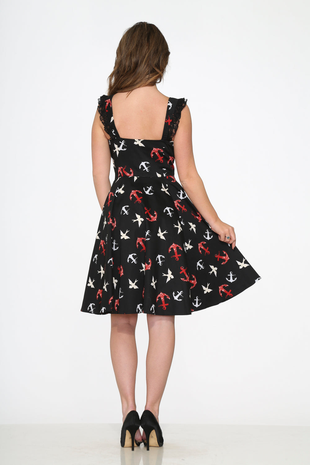 Black Swallow Swing Dress
