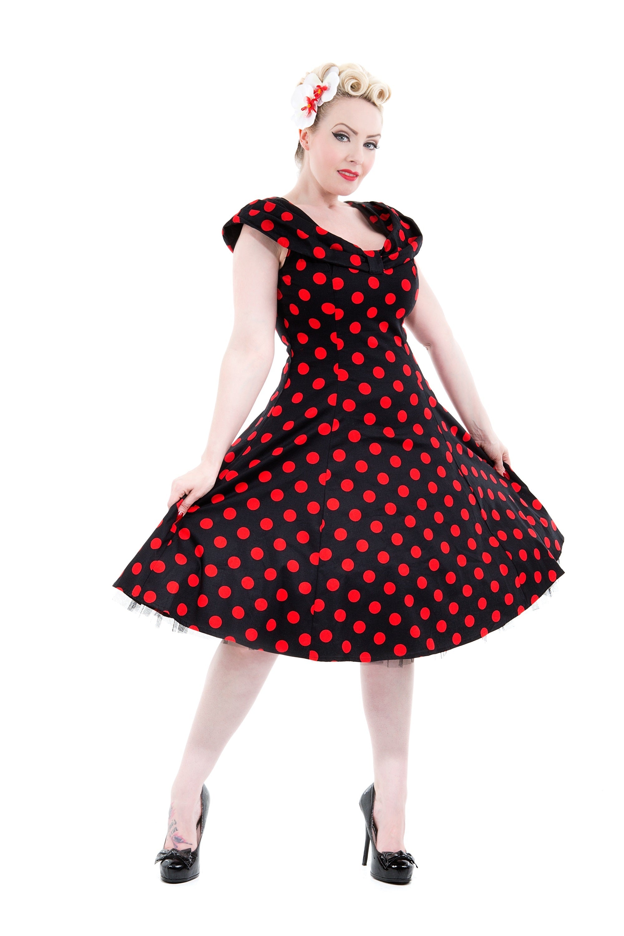 Black & Red Polka Dot Swing Dress