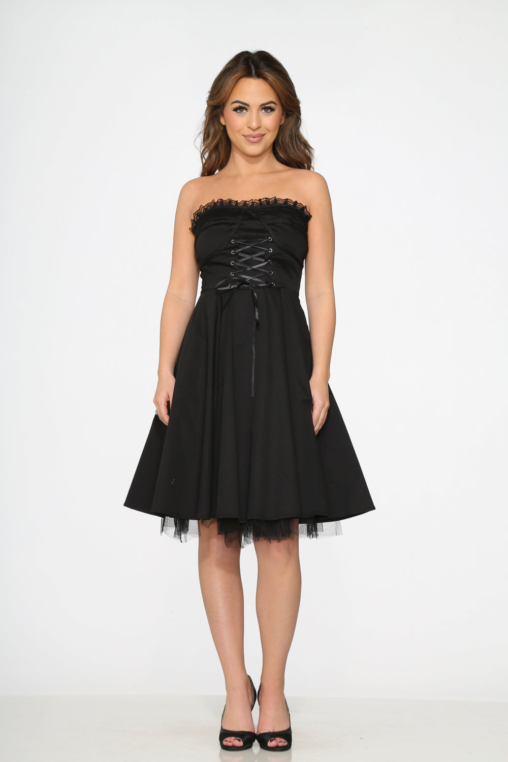 Black Strapless Swing Dress