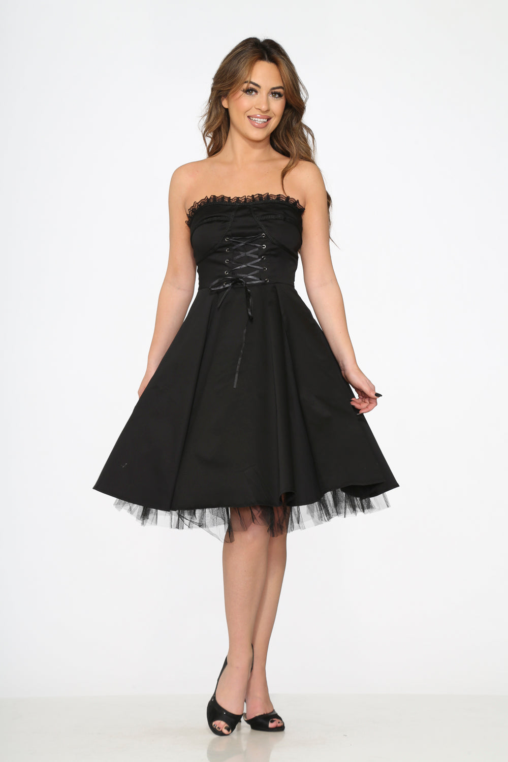 Black Strapless Swing Dress