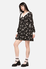 Dark Pieridae Print Long Sleeve Dress