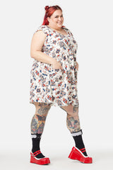 Curve Queen Of Cats Print Dress