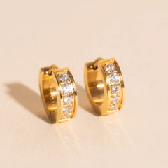 Crystal Chunky Huggie Hoop Earrings