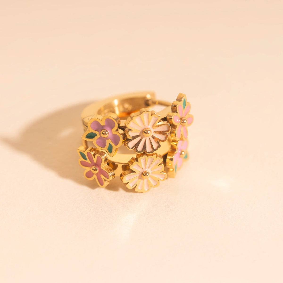 Bloom Trio 3D Huggie Hoop Earrings