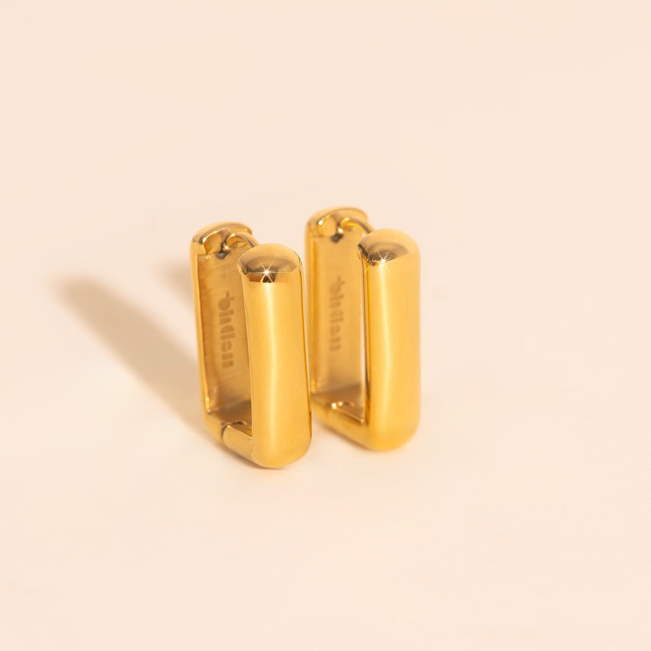 Chunky Rounded Rectangle Huggie Hoop Earrings