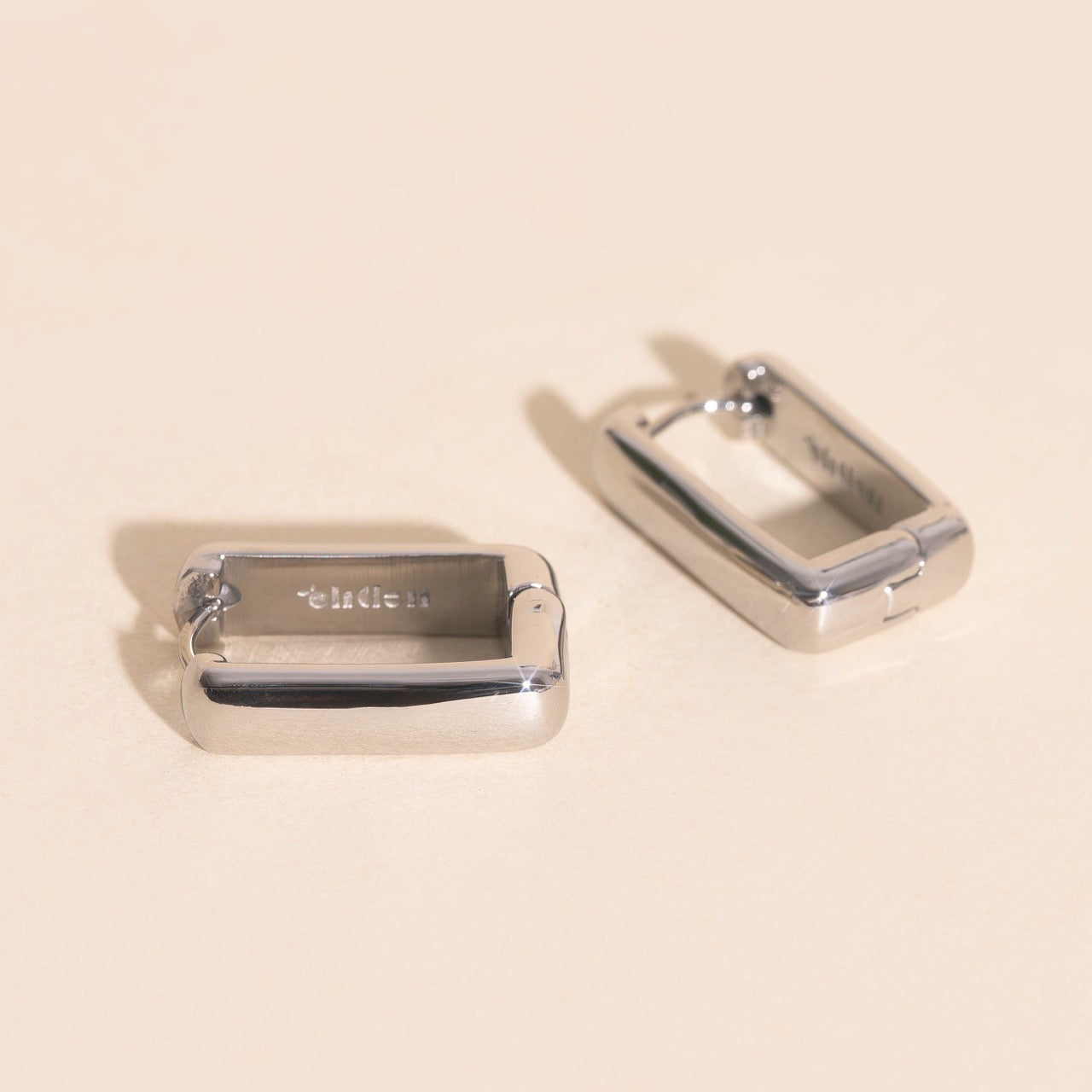 Chunky Rounded Rectangle Huggie Hoop Earrings