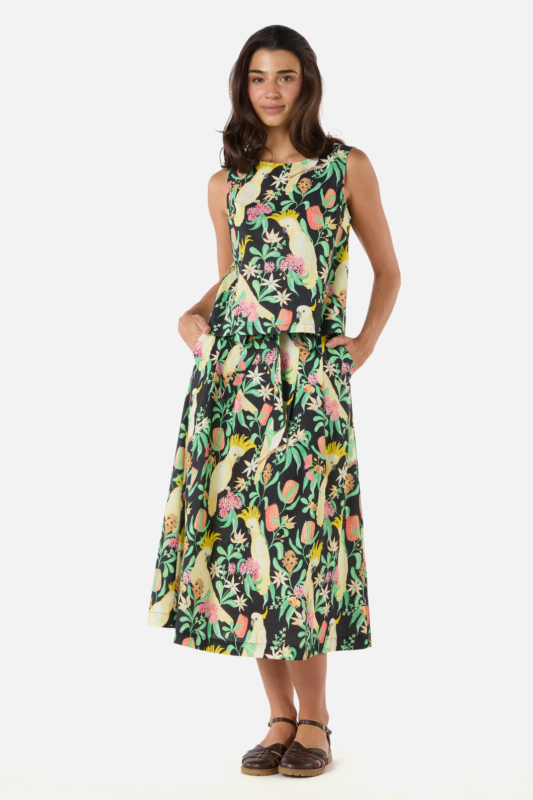 Cockatoo & Flora Midi Skirt