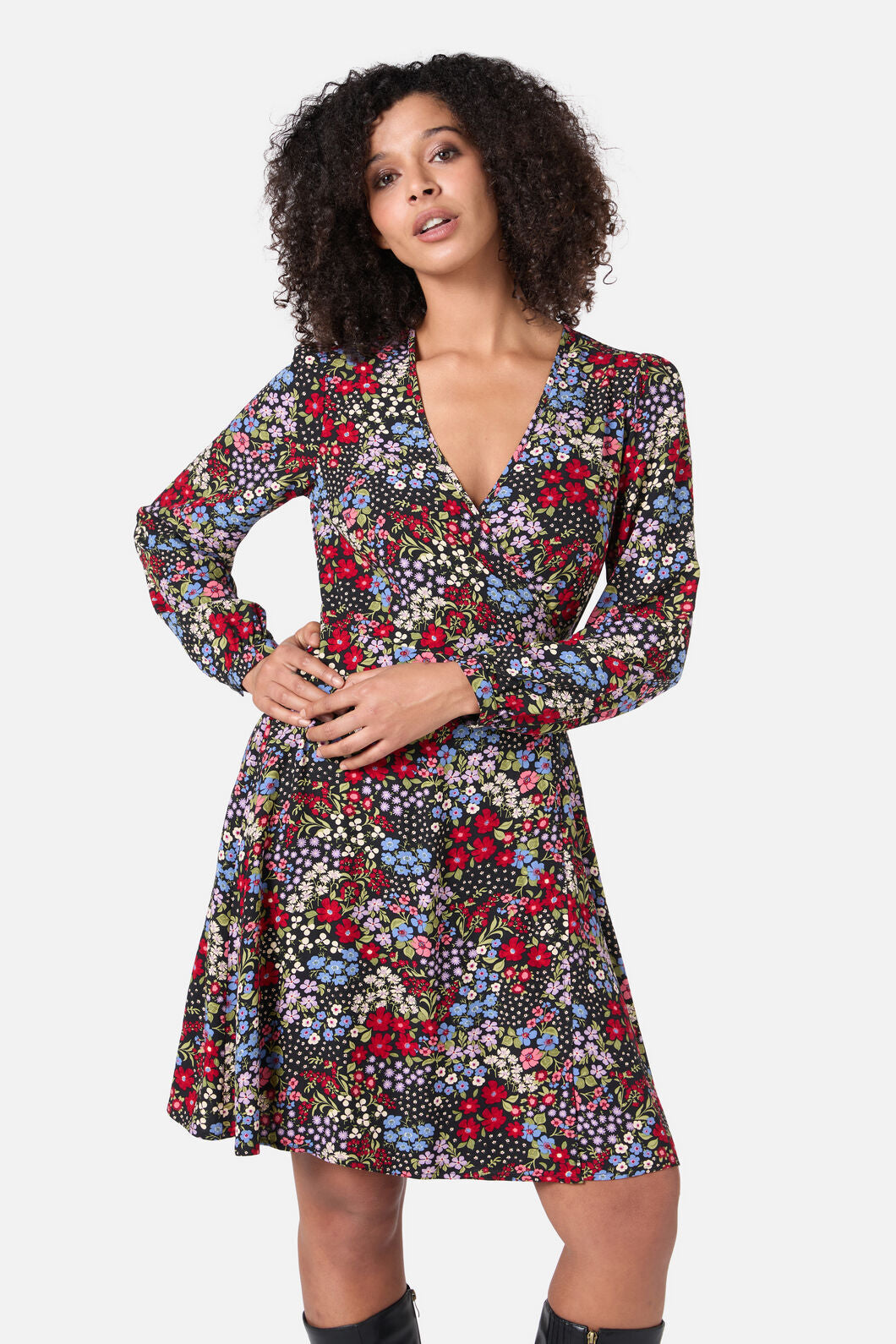 Ada 90's Floral Mini Wrap Dress