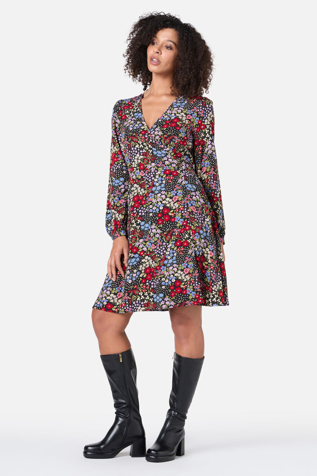 Ada 90's Floral Mini Wrap Dress