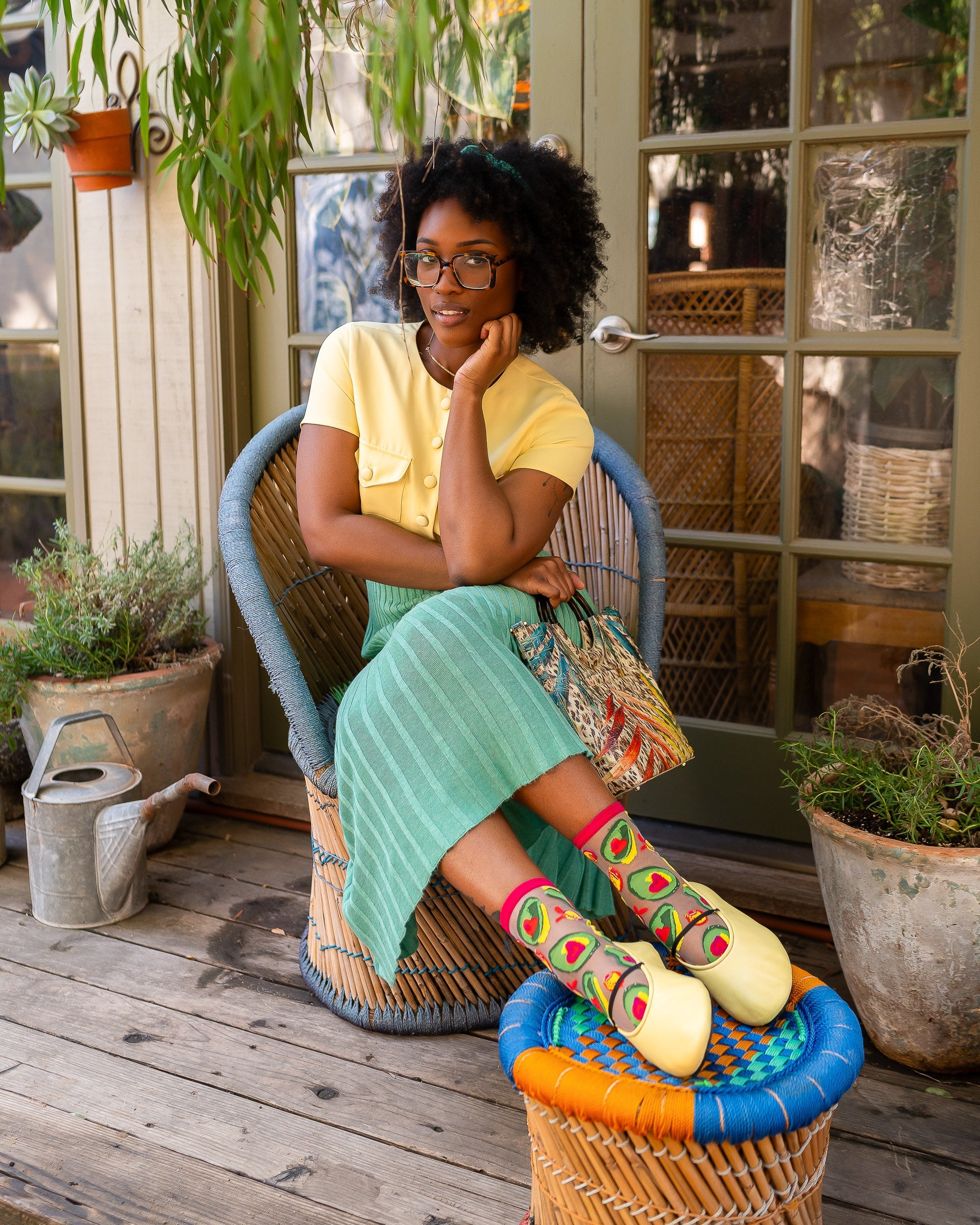 Avocado Lover Sheer Crew Sock