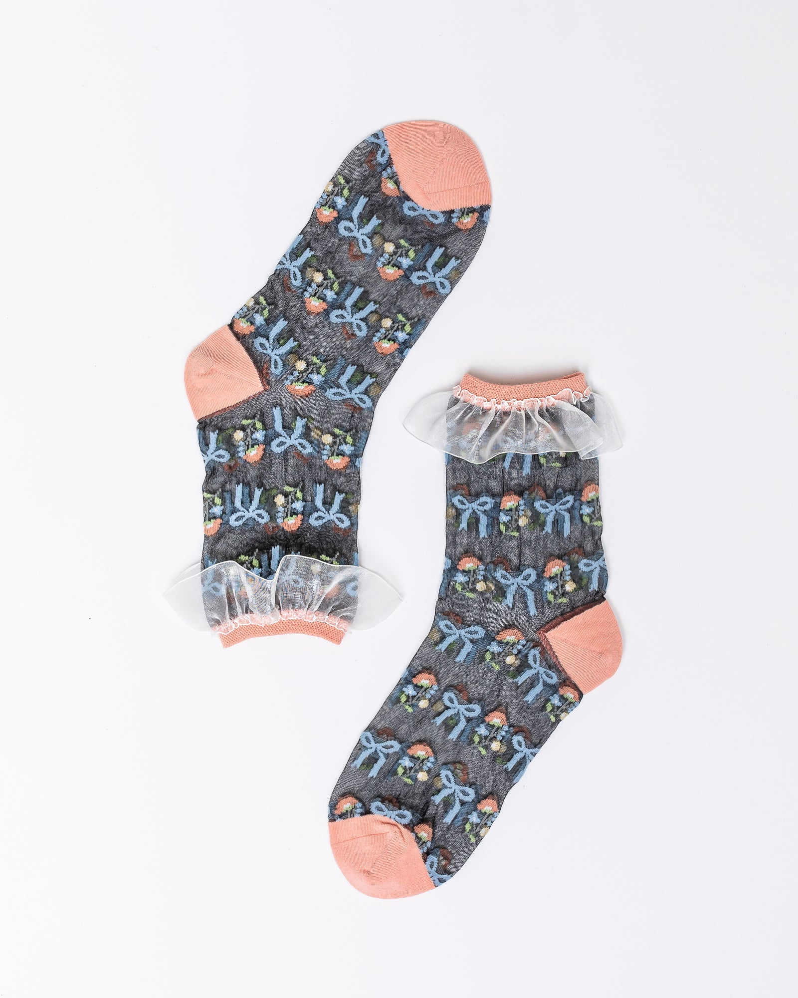 Black Sheer Socks Bundle 2 🌻 Floral Lover
