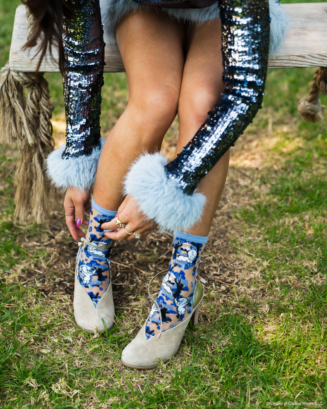 Casper and Trees Sheer Crew Sock