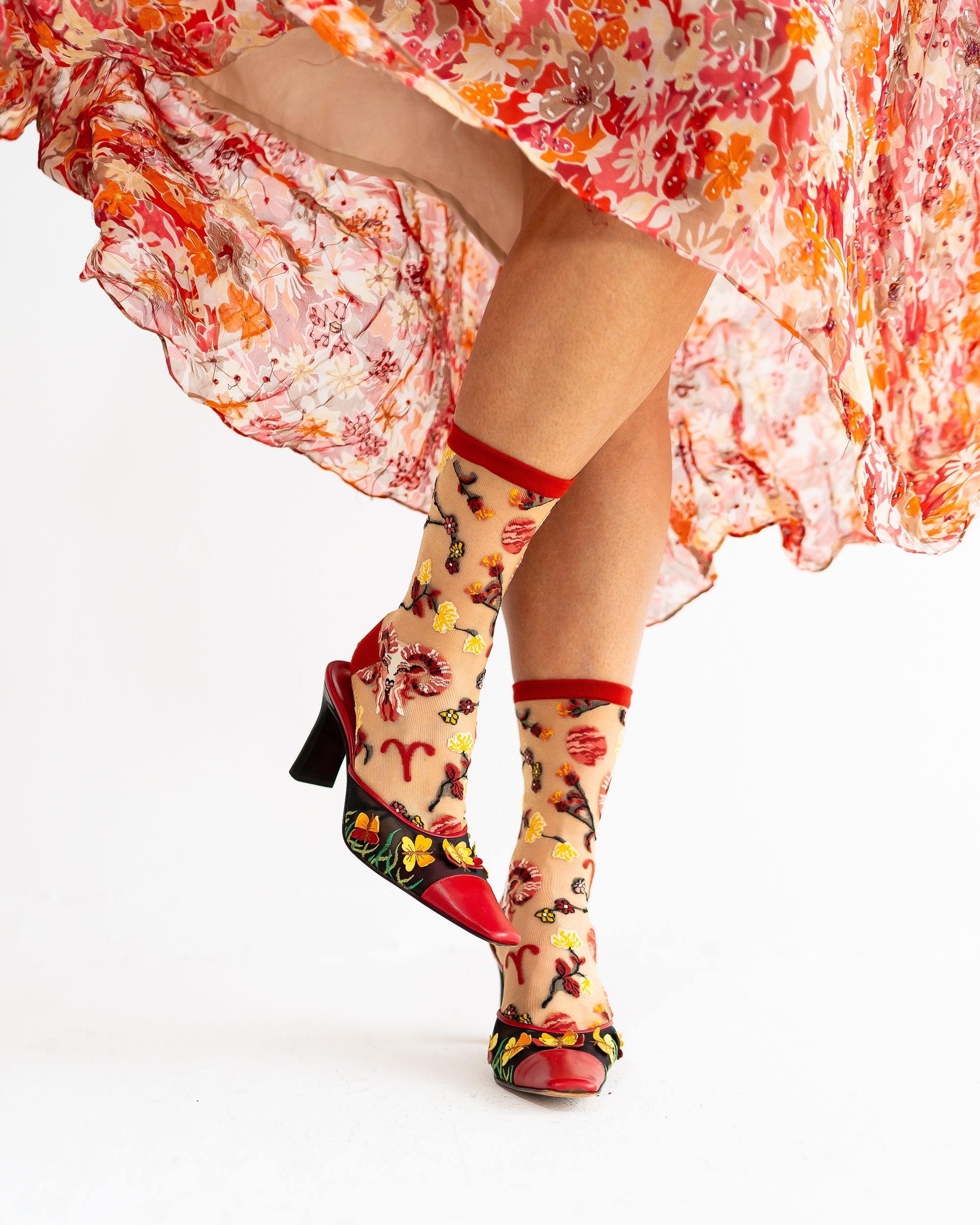 Aries Zodiac Shimmer Sheer Crew Sock
