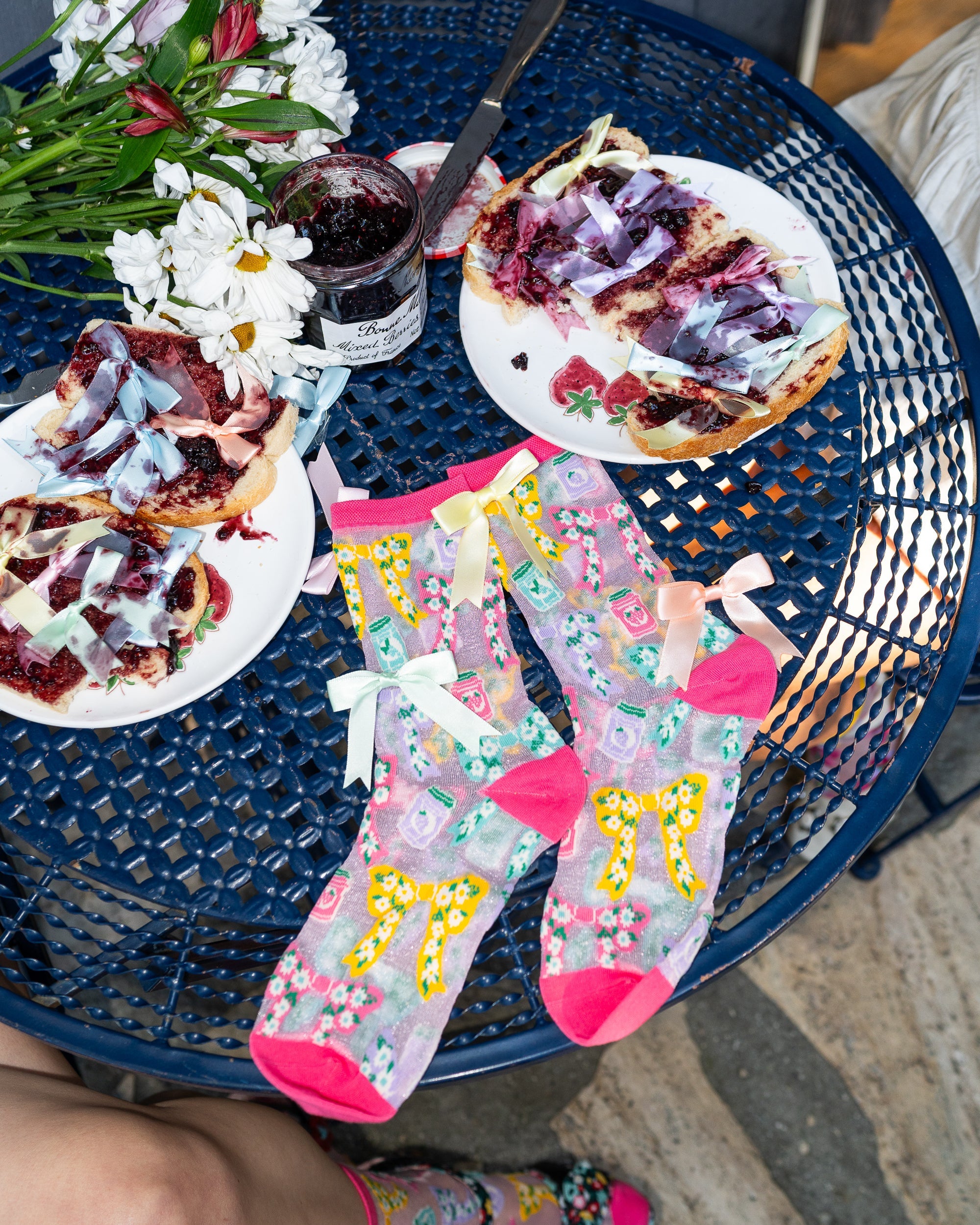 Bows & Jam Shimmer Sheer Crew Sock