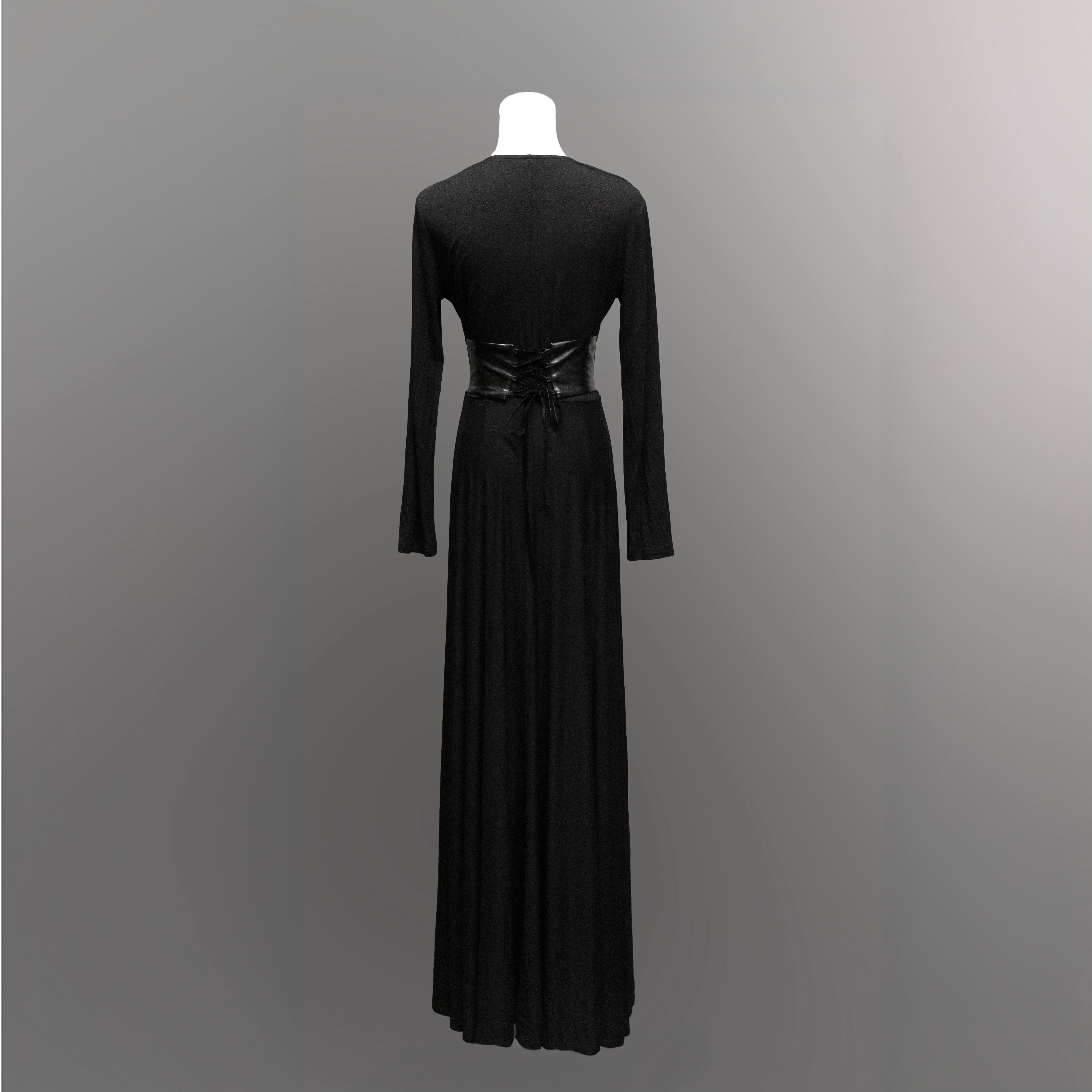 Blair - Jersey Maxi Dress with Vegan Leather Corset Waist